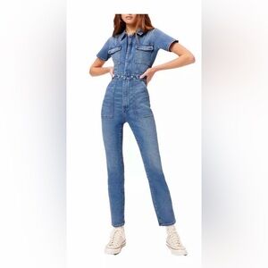 NWT Good American Women's Blue Denim Jumpsuit